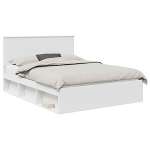 vidaXL Bed Frame with Headboard White 150 x 200 cm Solid Pine Wood
