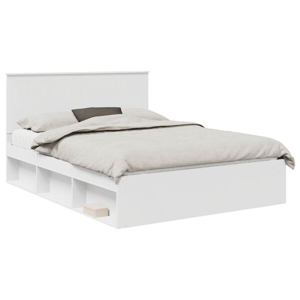 vidaXL Bed Frame with Headboard White 150 x 200 cm Solid Pine Wood