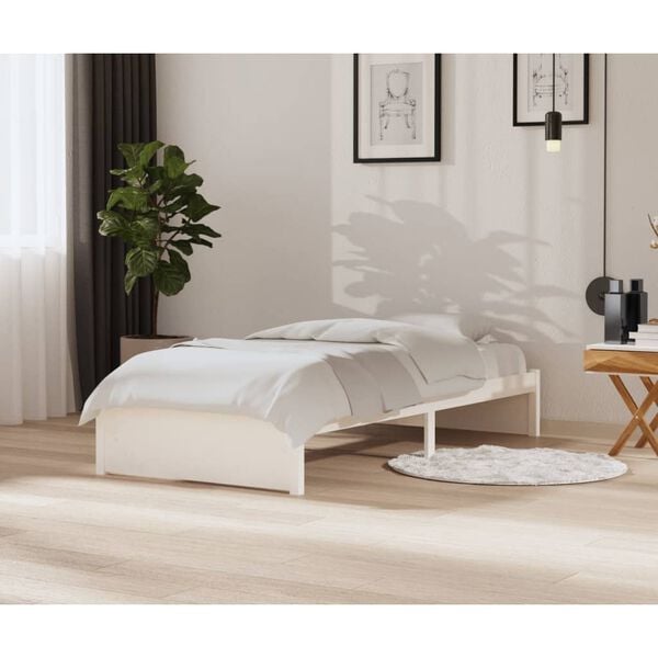 vidaXL Bed Frame without Mattress White Solid Wood 90x200 cm