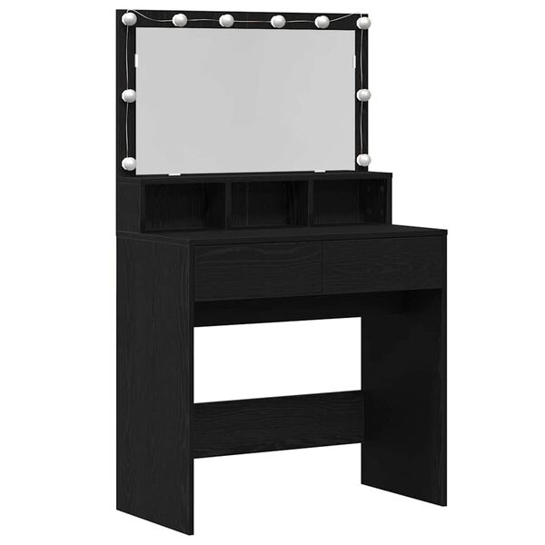 vidaXL Dressing Table Black Oak 80 x 41 x 134.5 cm Engineered Wood