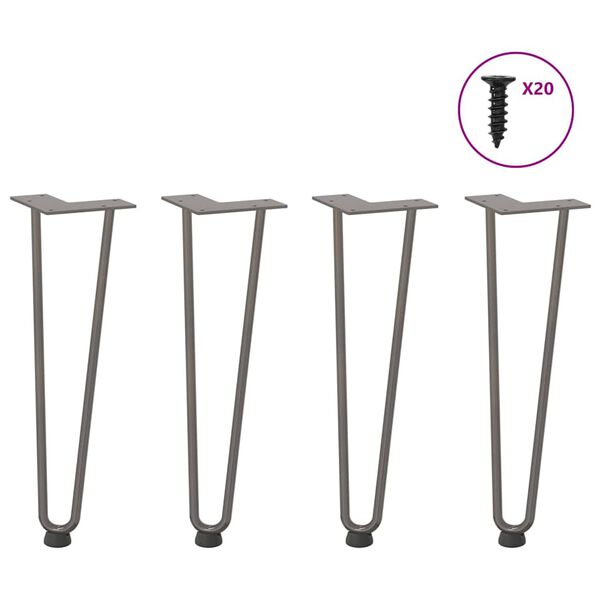 vidaXL Hairpin Legs for Coffee Table 4 pcs Natural Steel 42 cm Solid Steel