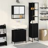 vidaXL Bathroom Furniture Set with Shelf 3 pcs Black Engineered wood