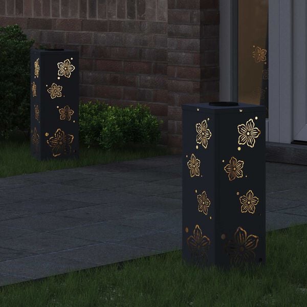 vidaXL Solar LED Pathway Light 2 pcs Anthracite Cold Rolled Steel