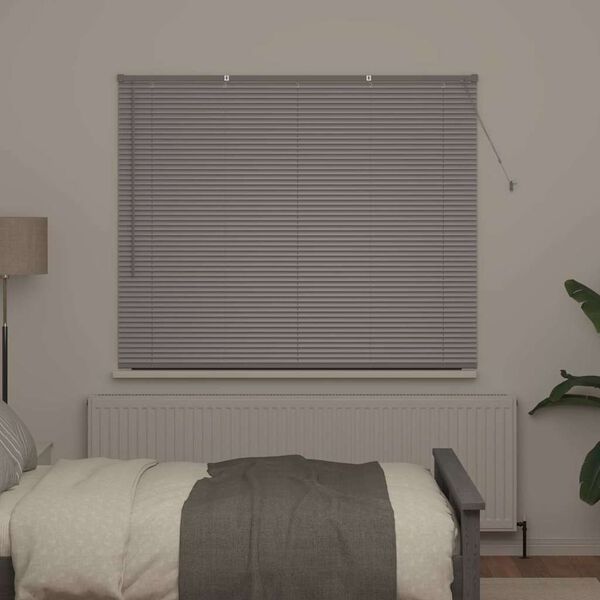 vidaXL Window Blind with Curtains Manual Silver Aluminium