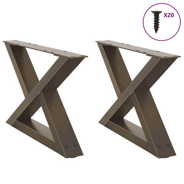 vidaXL Coffee Table Legs 2 pcs Natural Steel 50x(30-31.3) cm Steel