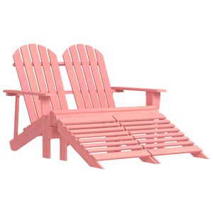 vidaXL 2-Seater Garden Adirondack Chair&Ottoman Fir Wood Pink