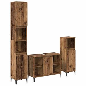 vidaXL Bathroom Furniture Set with Door 3 pcs Old wood Engineered wood