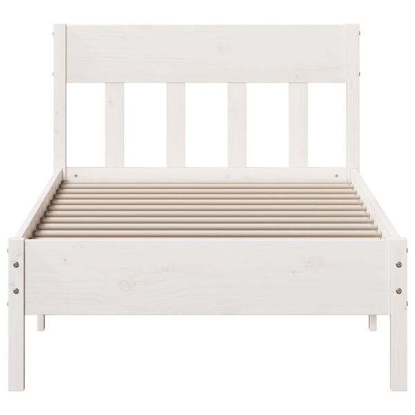 vidaXL Bed Frame without Mattress White 75x190 cm Small Single Solid Wood Pine