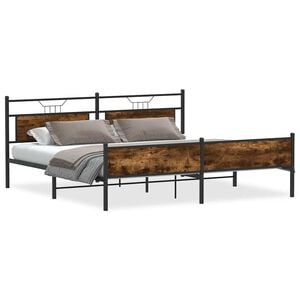 vidaXL Metal Bed Frame without Mattress Smoked Oak 193x201 cm