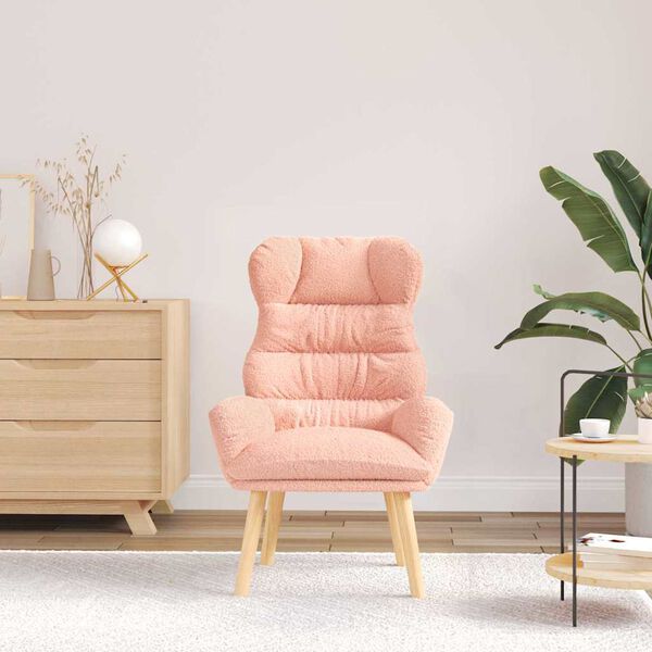 vidaXL Armchair Pink 69 x 74 x 93 cm Sherpa Fabric