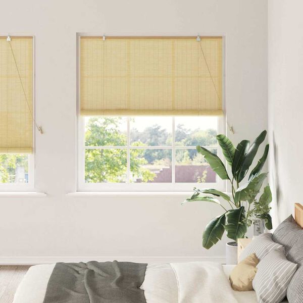 vidaXL Roller Blind with Curtains Manual Nature 140 x 220 cm Bamboo