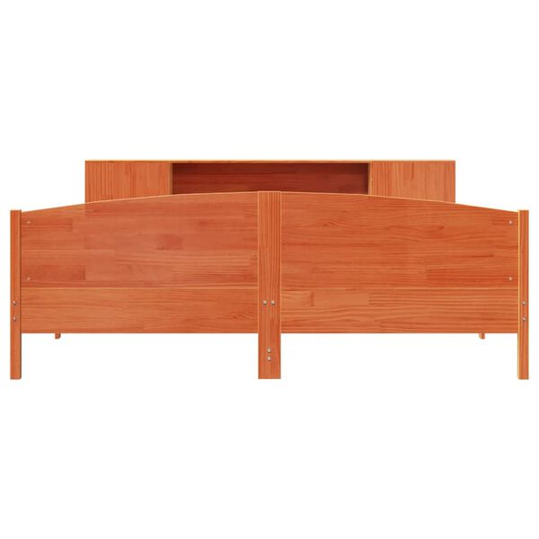 vidaXL Bookcase Bed without Mattress Wax Brown 200x200cm Solid Wood Pine