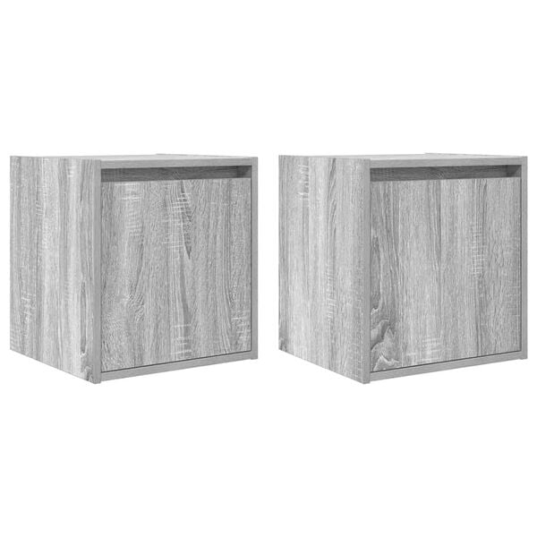vidaXL Wall-Mounted Bedside Cabinets 2 pcs Grey Sonoma 38x34x40 cm