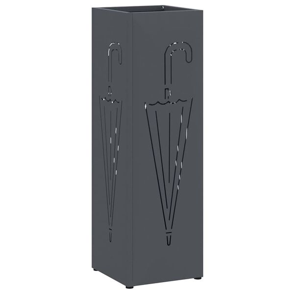 vidaXL Umbrella Stand Anthracite 15.5 x 15.5 x 49 cm Metal