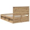 vidaXL Bed Frame with Drawer Artisian Oak 135 x 190 cm Solid Pine Wood