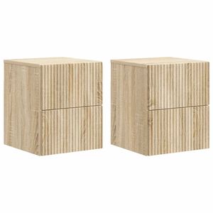 vidaXL Wall-Mounted Bedside Cabinet 2 pcs Sonoma Oak 33 x 34.5 x 40 cm