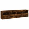 vidaXL TV Wall Cabinets with LED Lights 2 pcs Smoked Oak 80x30x40 cm