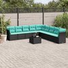 vidaXL 10 Piece Garden Sofa Set with Cushions Black Poly Rattan