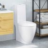vidaXL WC Ceramic Toilet Bathroom Round Toilet Bottom Water Flow White