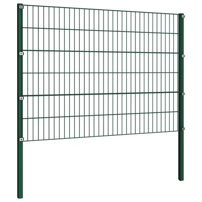 vidaXL Fence Panel with Posts Iron 15.3x1.2 m Green