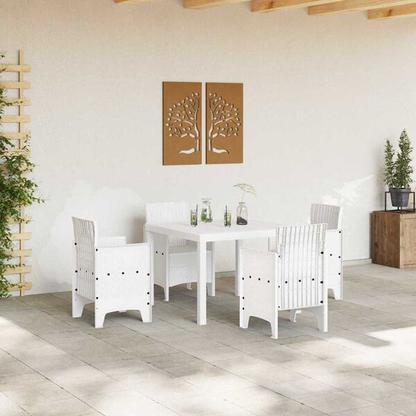 vidaXL Garden Dining Table White 100 x 100 x 73 cm Poly Rattan