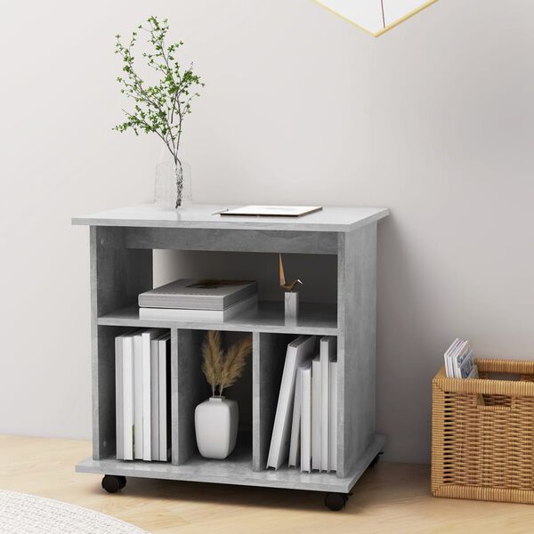 vidaXL Rolling Cabinet Concrete Grey 60x45x60 cm Engineered Wood