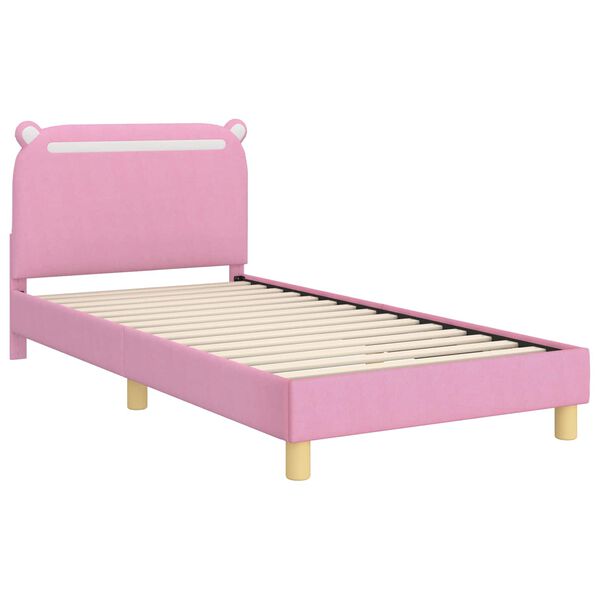 vidaXL Children's Bed Frame with Headboard Pink 90 x 190 cm Fabric