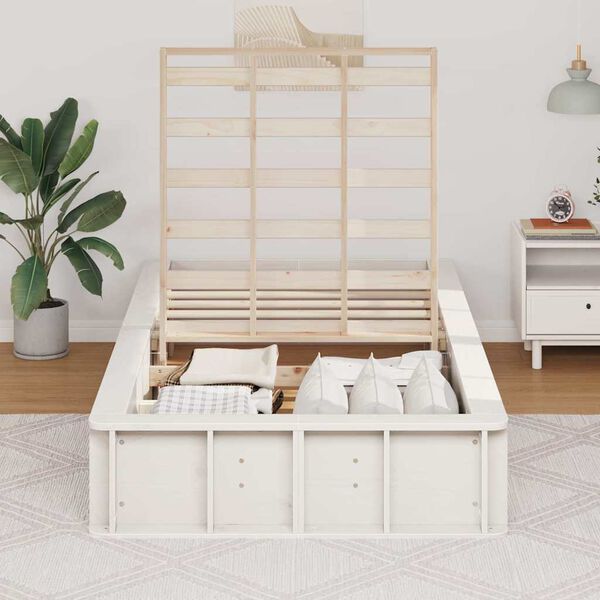 vidaXL Bed Frame White 75 x 190 cm Solid Pine Wood