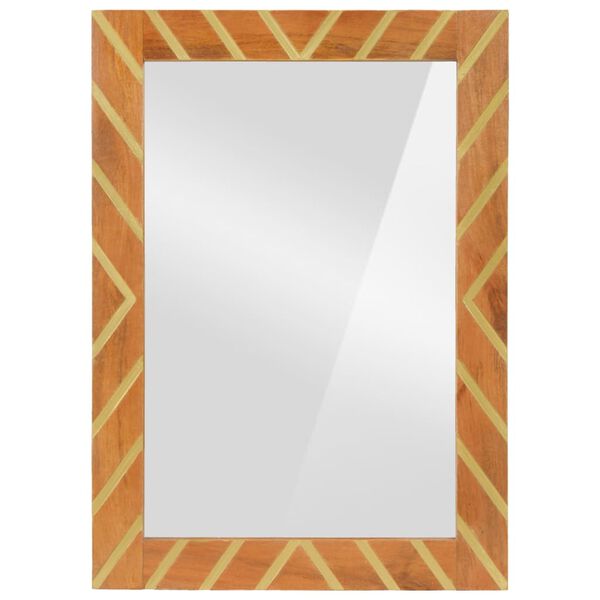 vidaXL Bathroom Mirror Brown 50x70x3 cm Solid Wood Mango and Glass