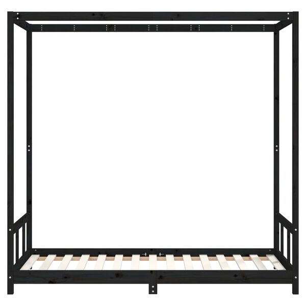 vidaXL Kids Bed Frame Black 90x190 cm Solid Wood Pine