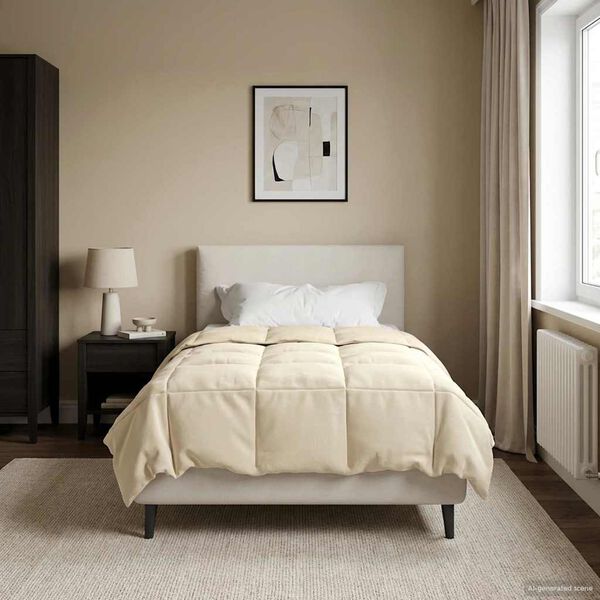 vidaXL Winter Duvet Quilted Cream 140 x 220 cm Microfiber