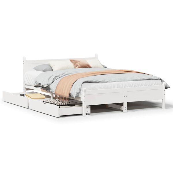 vidaXL Bed Frame without Mattress White 140x190 cm Solid Wood Pine