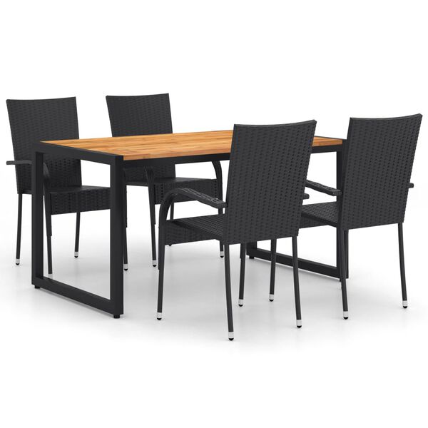 vidaXL 5 Piece Garden Dining Set Black