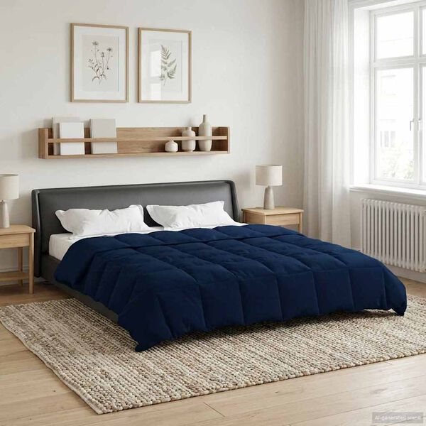 vidaXL Summer Duvet Quilted Dark Blue 200 x 220 cm Microfiber