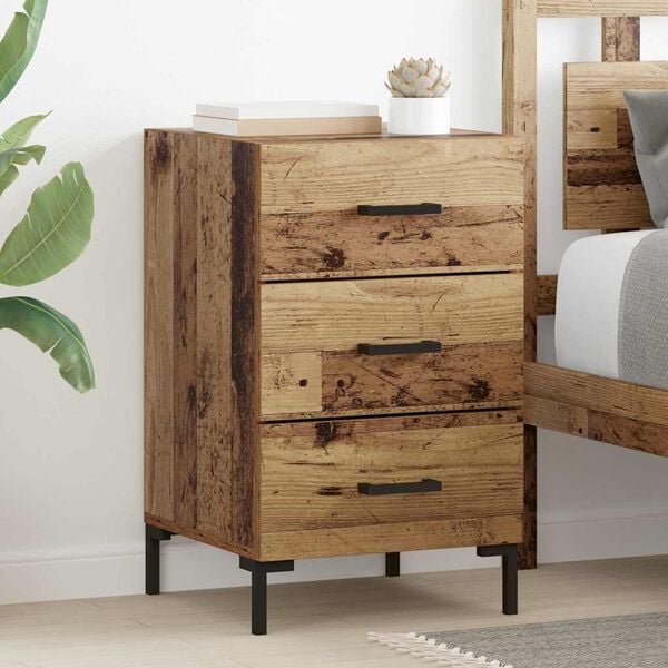 vidaXL Bedside Cabinet Old Wood 40 x 40 x 66 cm Engineered Wood