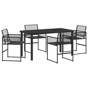 vidaXL Garden Dining Set 5 pcs Black Poly Rattan