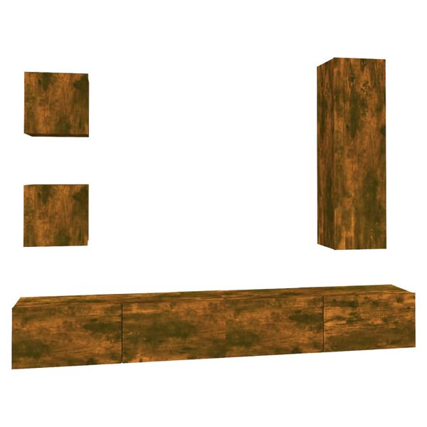vidaXL 5 Piece TV Cabinet Set Smoked Oak Engineered Wood