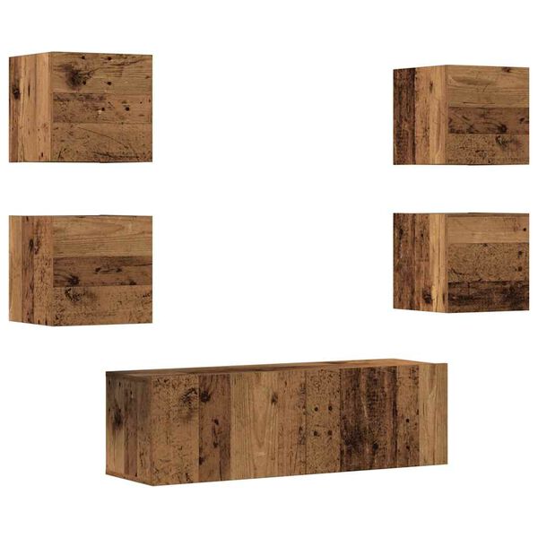 vidaXL 5 Piece TV Cabinet Set Wall-mounted Old Wood Engineered Wood