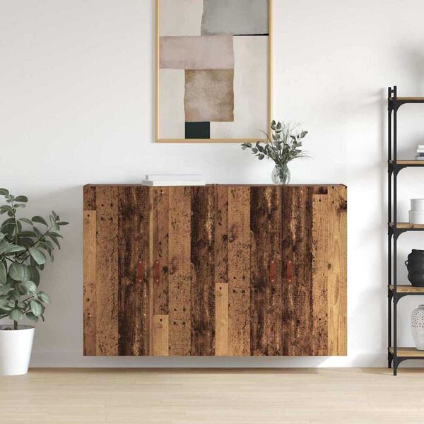 vidaXL Wall-Mounted Cabinet 2 pcs Old Wood 69.5 x 34 x 90 cm