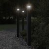 vidaXL Outdoor Floor Lamps with Sensors 3pcs Black 110 cm Aluminium