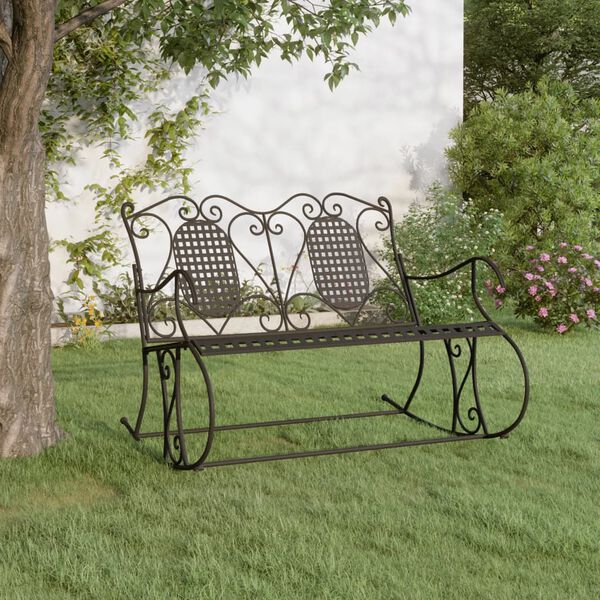 vidaXL 2-Seater Rocking Bench 113 cm Black Steel