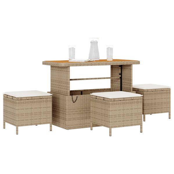 vidaXL Garden Dining Set Beige Poly Rattan