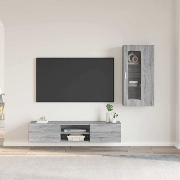 vidaXL TV Cabinet Set with Drawer Grey Sonoma Engineered Wood
