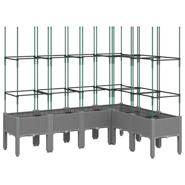 vidaXL Garden Planter with Trellis Light Grey 160x120x142.5 cm PP