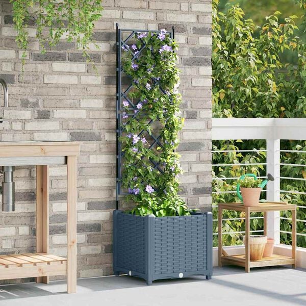 vidaXL Garden Planter LiGht Grey 40 x 40 x 143 cm Steel