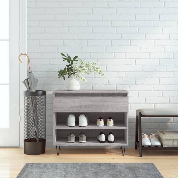 vidaXL Shoe Cabinet Grey Sonoma 70x36x60 cm Engineered Wood
