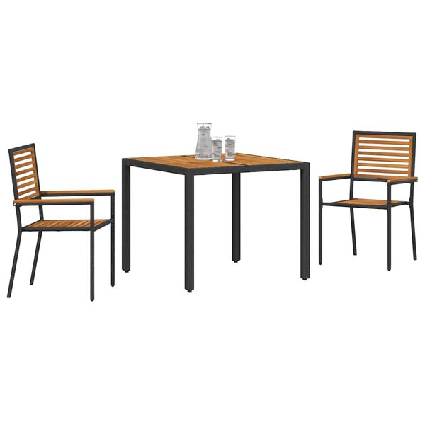 vidaXL Garden Dining Set 3 pcs Black 90 x 90 x 75 cm Poly Rattan