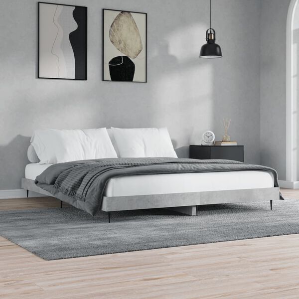 vidaXL Bed Frame without Mattress Concrete Grey 160x200 cm