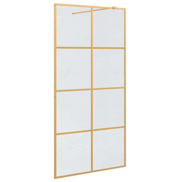 vidaXL Walk-in Shower Wall Gold 100 x 195 cm Tempered Glass