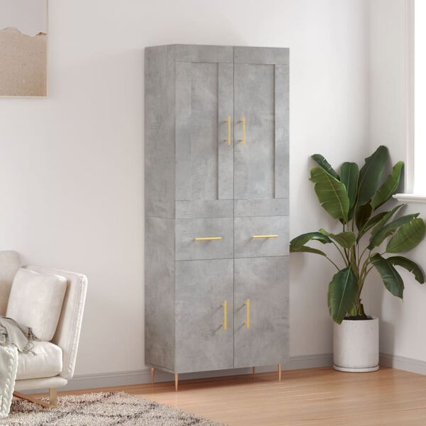 vidaXL Highboard Concrete Grey 69.5x34x180 cm Engineered Wood